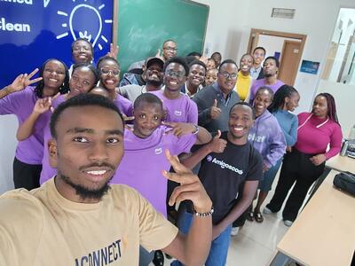 Group photo with attendees after a DevOps and Jenkins talk at Strathmore University